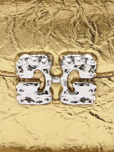 Ganni Logo-plaque Chain Cross Body Bag In Brown