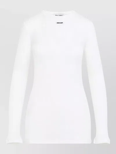 Miu Miu Cotton Mini Dress Long Sleeves In White