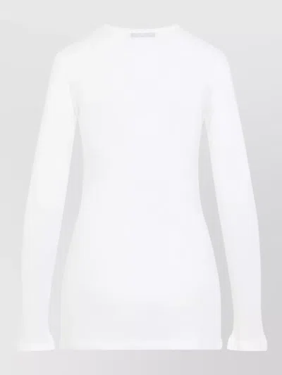 Miu Miu Cotton Mini Dress Long Sleeves In White