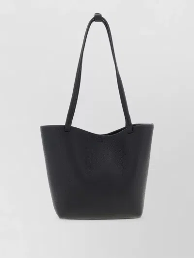 The Row Textured Leather Tote Bag With Double Handles In Black