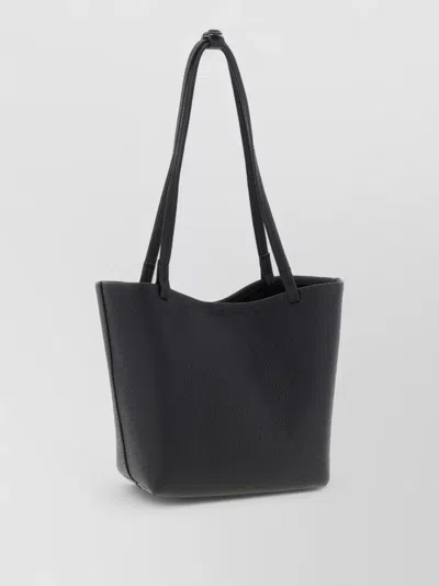 The Row Textured Leather Tote Bag With Double Handles In Black