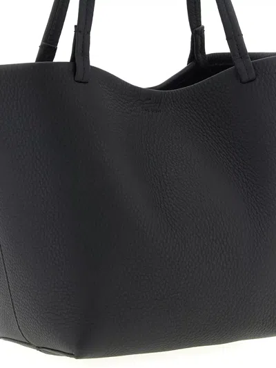 The Row Textured Leather Tote Bag With Double Handles In Black