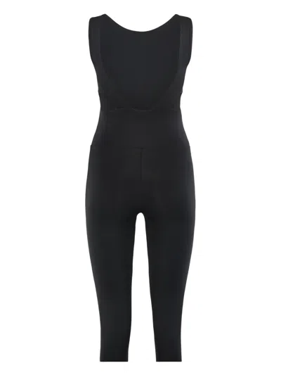 Live The Process Fitted Long Jumpsuit Open Back In Black