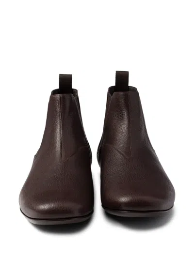 Prada Leather Chelsea Boots In Brown