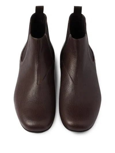 Prada Leather Chelsea Boots In Brown