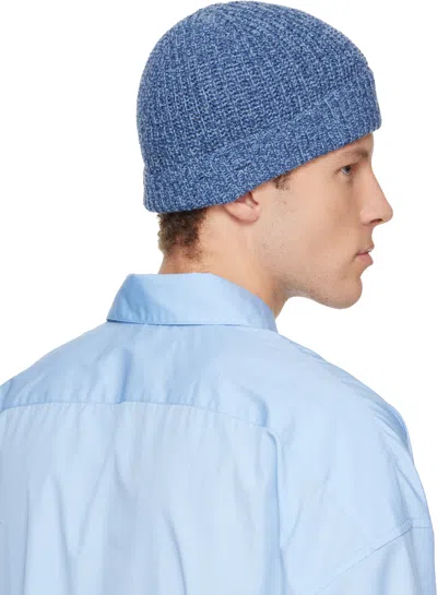 Marni Navy Wool Beanie In Blue