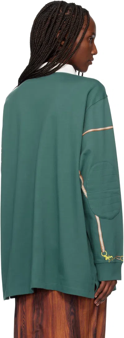 Conner Ives Green Belt Printed Rugby Polo In Green