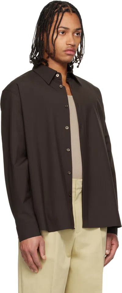 Le17septembre Brown Classic Wool-blend Shirt In Brown