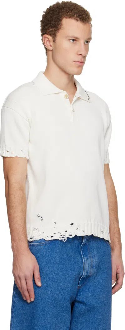 Marni Off-white Dishevelled Cotton Polo In White