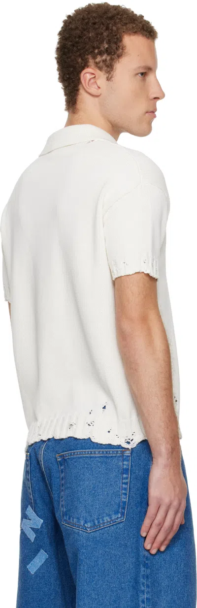 Marni Off-white Dishevelled Cotton Polo In White