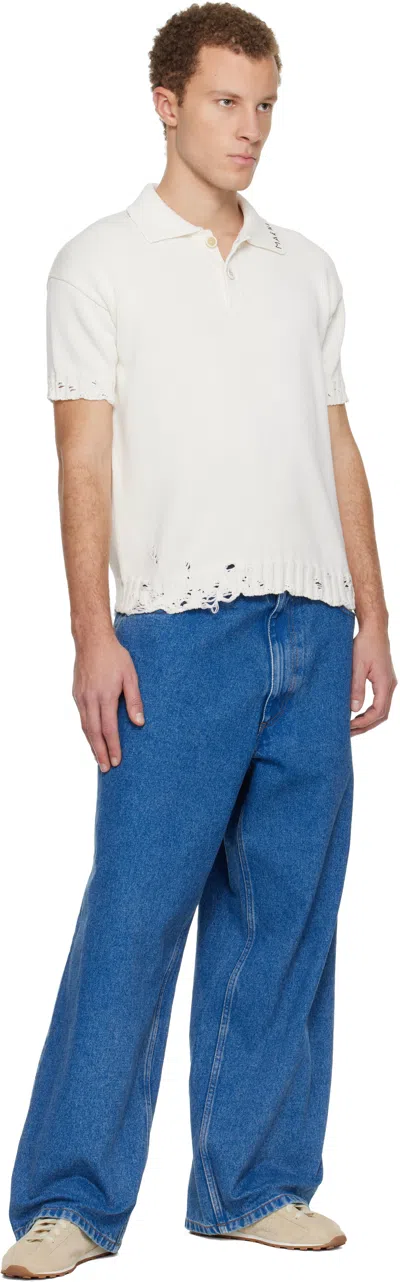 Marni Off-white Dishevelled Cotton Polo In White