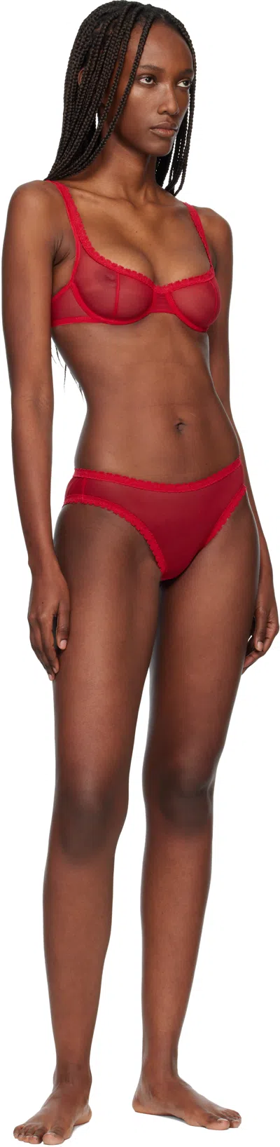 Fruity Booty Red Moss Bra In Red