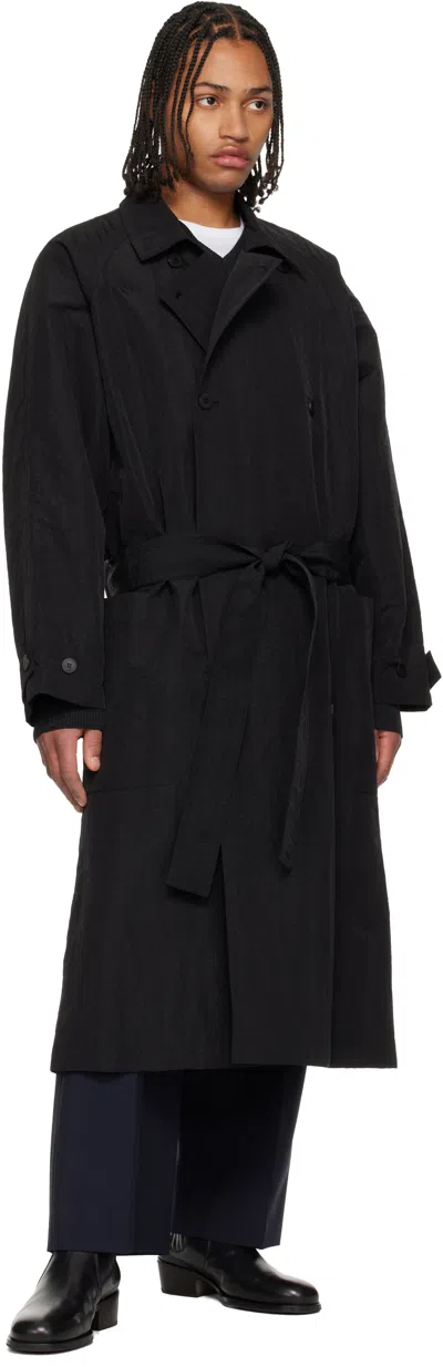 Le17septembre Black Crisp Raglan Trench Coat In Black