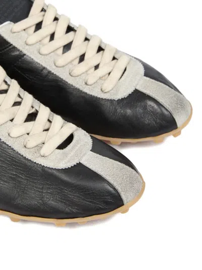 Maison Margiela Sneakers Sprinters In Suede And Leather With Vintage Finish In Black