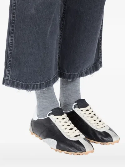 Maison Margiela Sneakers Sprinters In Suede And Leather With Vintage Finish In Black