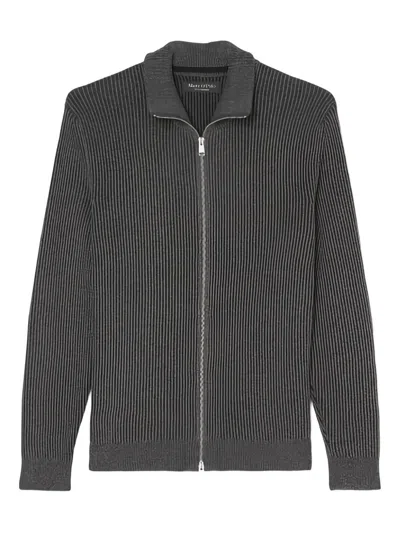 Marc O'polo Zip-up Ribbed Cardigan In Gray
