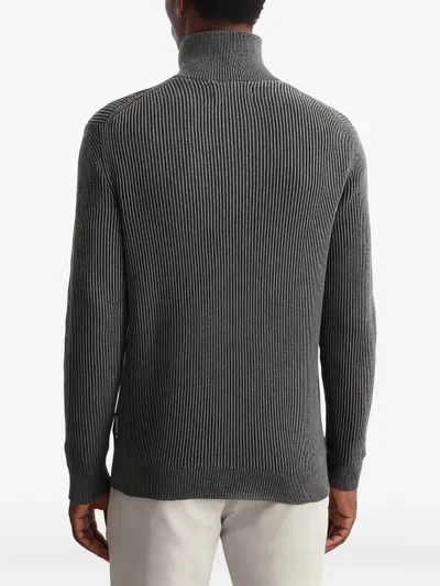 Marc O'polo Zip-up Ribbed Cardigan In Gray