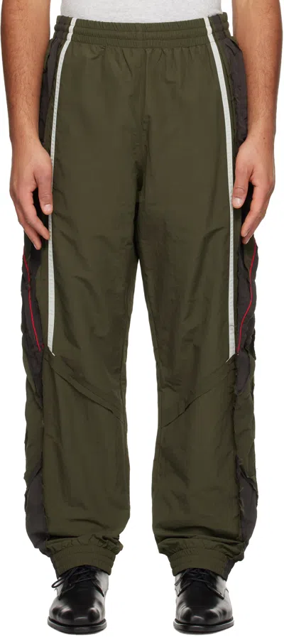 Martine Rose Khaki Layered Track Pants In Green