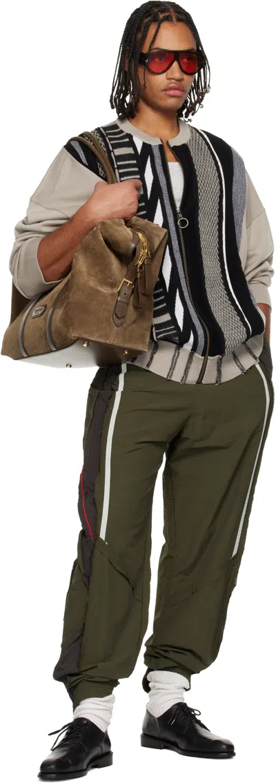 Martine Rose Khaki Layered Track Pants In Green