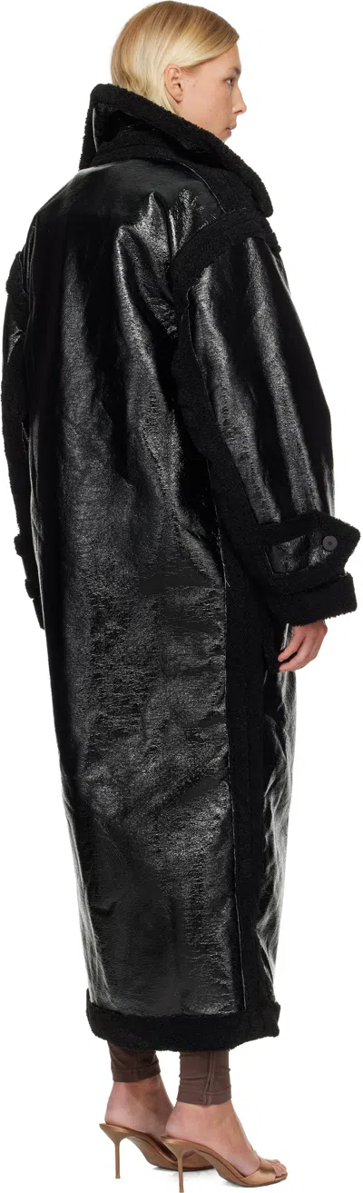 Ottolinger Black Oversized Split Faux-shearling Coat In Black