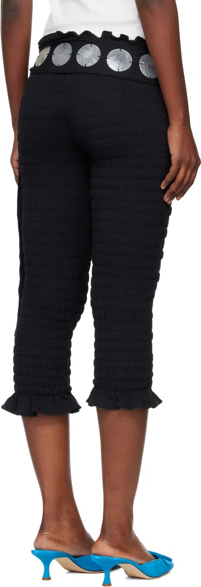 Conner Ives Black 'the Shirred Capri' Trousers In Multi