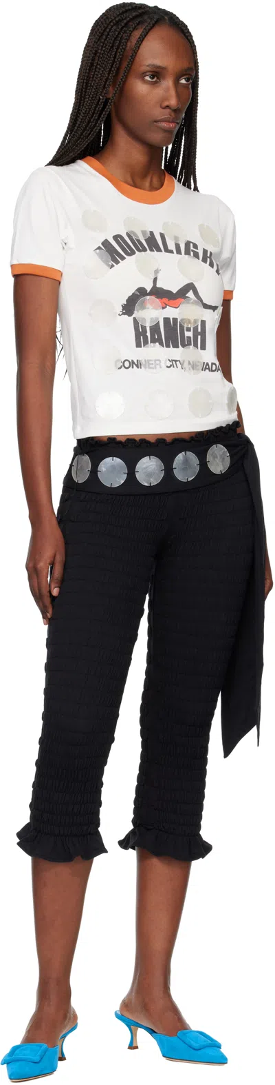 Conner Ives Black 'the Shirred Capri' Trousers In Multi