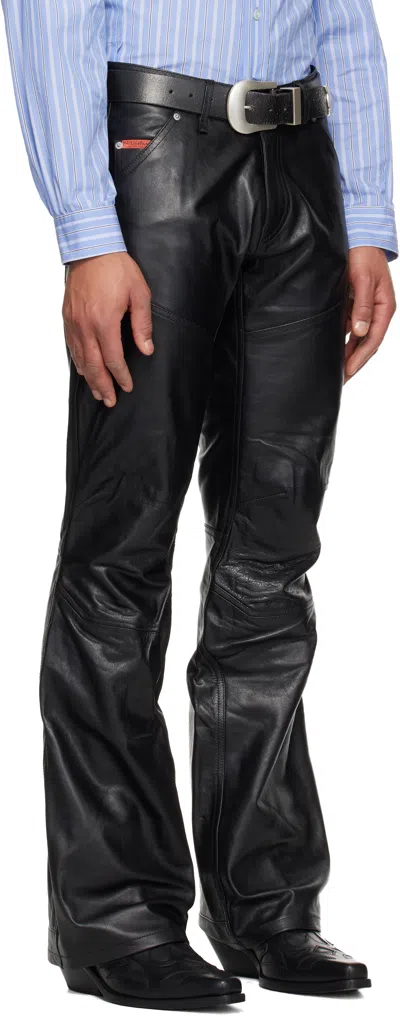 Martine Rose Black Boot Cut Utility Leather Pants In Black