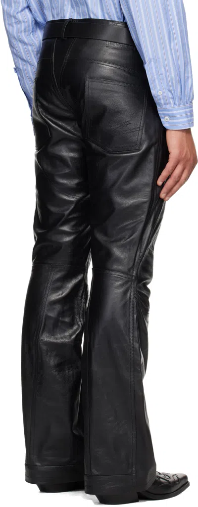 Martine Rose Black Boot Cut Utility Leather Pants In Black