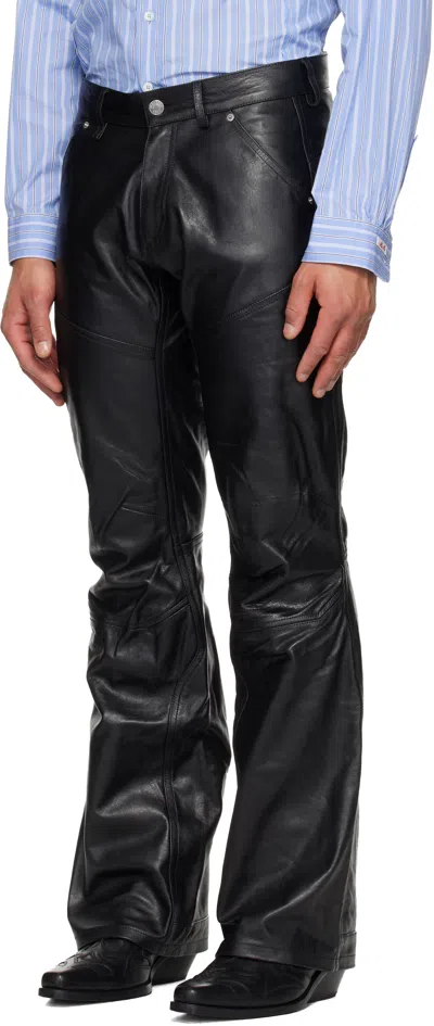 Martine Rose Black Boot Cut Utility Leather Pants In Black