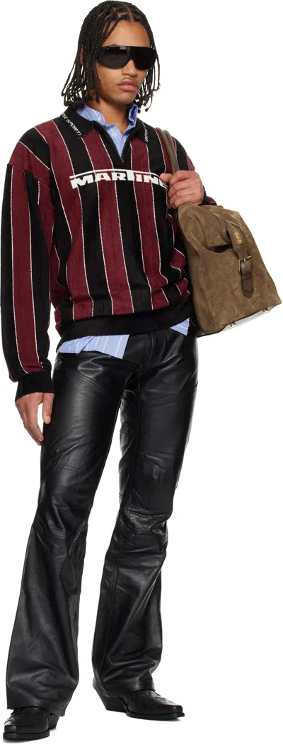 Martine Rose Black Boot Cut Utility Leather Pants In Black