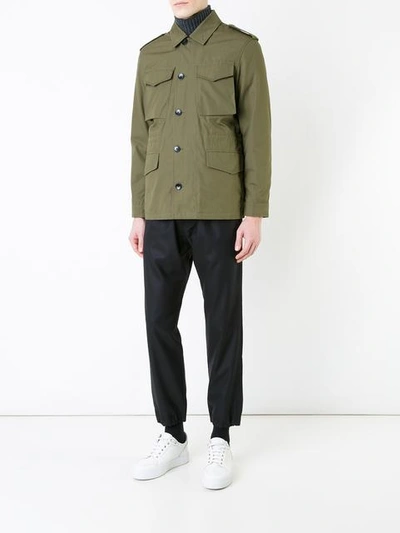 Shop Kent & Curwen Detachable Quilted Military Jacket In Green