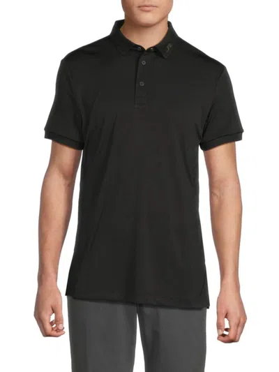 J. Lindeberg Men's Logo Patch Polo Shirt In Black
