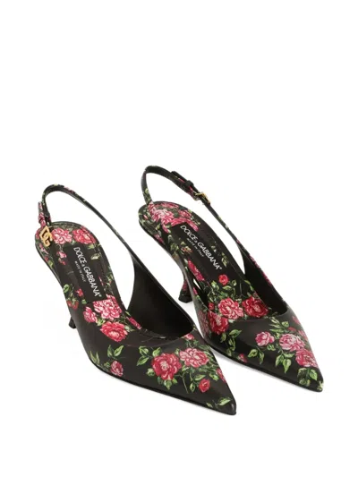Dolce & Gabbana Women Lollo Slingback In Printed Leather In Black