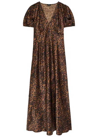 Rails Junia Leopard-print Satin Midi Dress In Multi