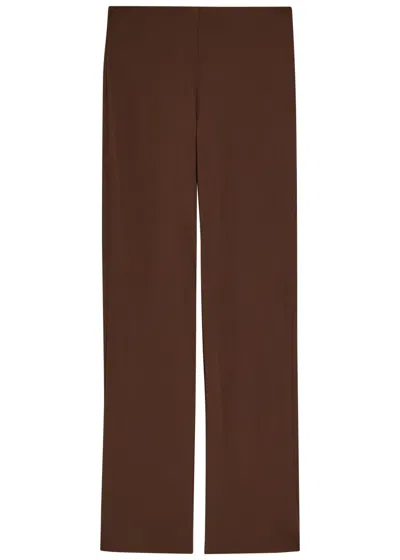 Reformation Gale Straight-leg Crepe Trousers In Brown