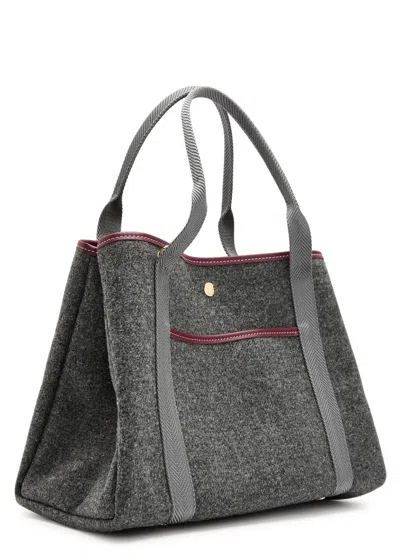 Rue De Verneiul Traversée M Pocket Wool Tote Bag In Gray