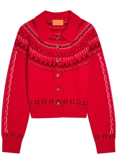 Guest In Residence Cloud Chalet Fair Isle Wool-blend Cardigan In Red
