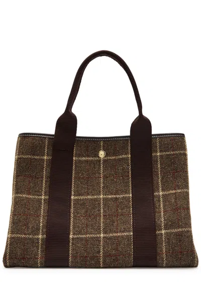 Rue De Verneiul Traversée M Hunting Tweed Tote Bag In Brown