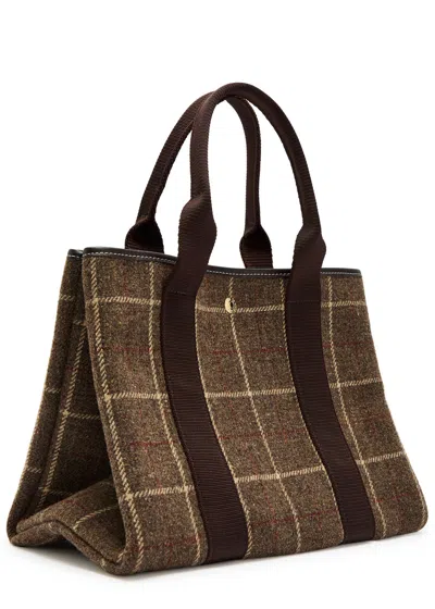 Rue De Verneiul Traversée M Hunting Tweed Tote Bag In Brown