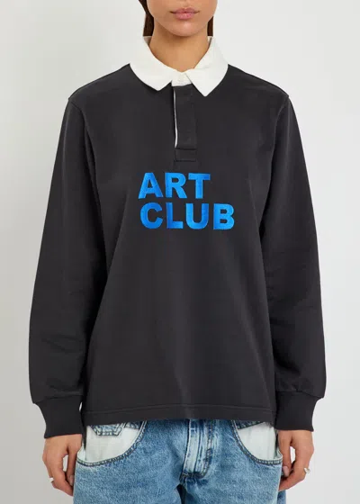 Jw Anderson Art Club Rugby Cotton Polo Shirt In Black