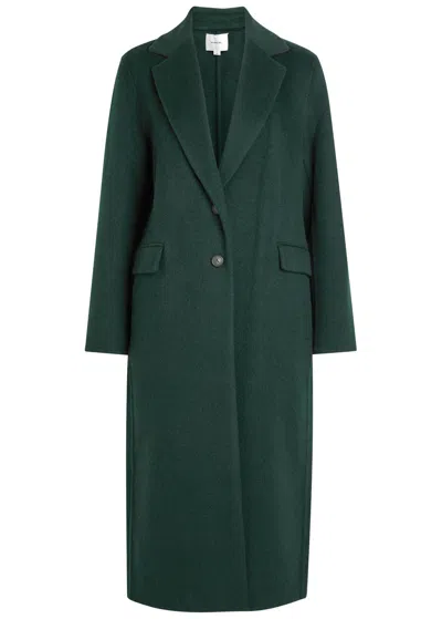 Vince Single Breasted Wool-blend Coat In Green