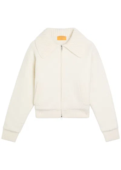 Guest In Residence Cross Country Cropped Wool And Cashmere-blend Bomber Jacket In White