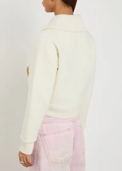 Guest In Residence Cross Country Cropped Wool And Cashmere-blend Bomber Jacket In White