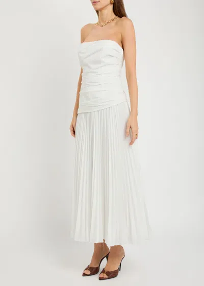 Simkhai Jonathan  Arie Draped Poplin Midi Dress In White