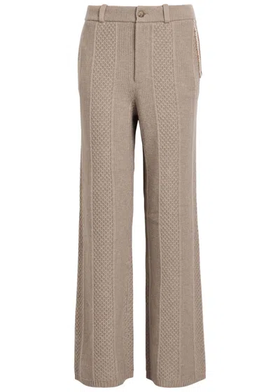 Guest In Residence Tailored Cable Wool And Cashmere-blend Trousers In Brown
