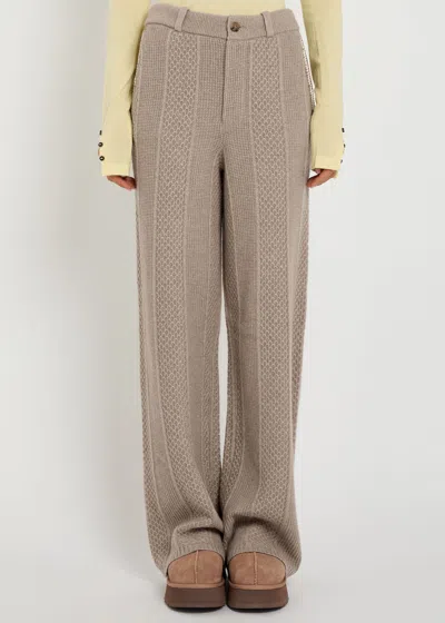 Guest In Residence Tailored Cable Wool And Cashmere-blend Trousers In Brown