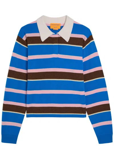 Guest In Residence Cropped Stripe Rugby Cashmere Polo Shirt In Multi