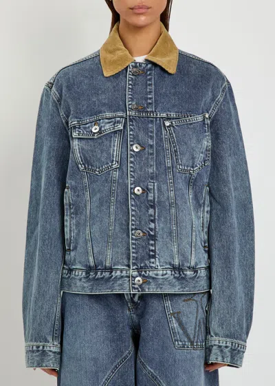 Jw Anderson Corduroy Collar Denim Jacket In Blue