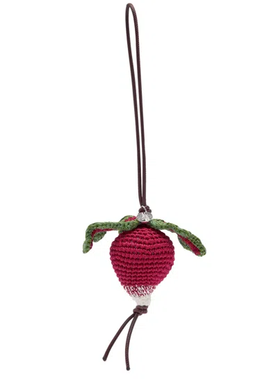 Jw Anderson Crocheted Radish Mercerized Cotton Bag Charm In Pink