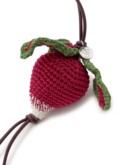 Jw Anderson Crocheted Radish Mercerized Cotton Bag Charm In Pink
